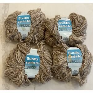 Lot of 4 Balls Bucilla Santa Fe Yarn Camel Hair Blend #2 Brown Variegated VTG